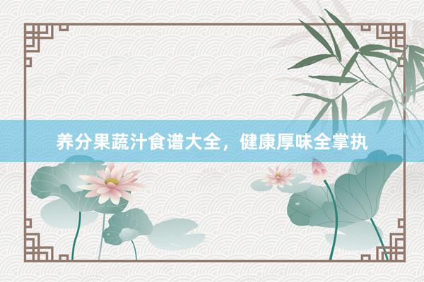 养分果蔬汁食谱大全，健康厚味全掌执